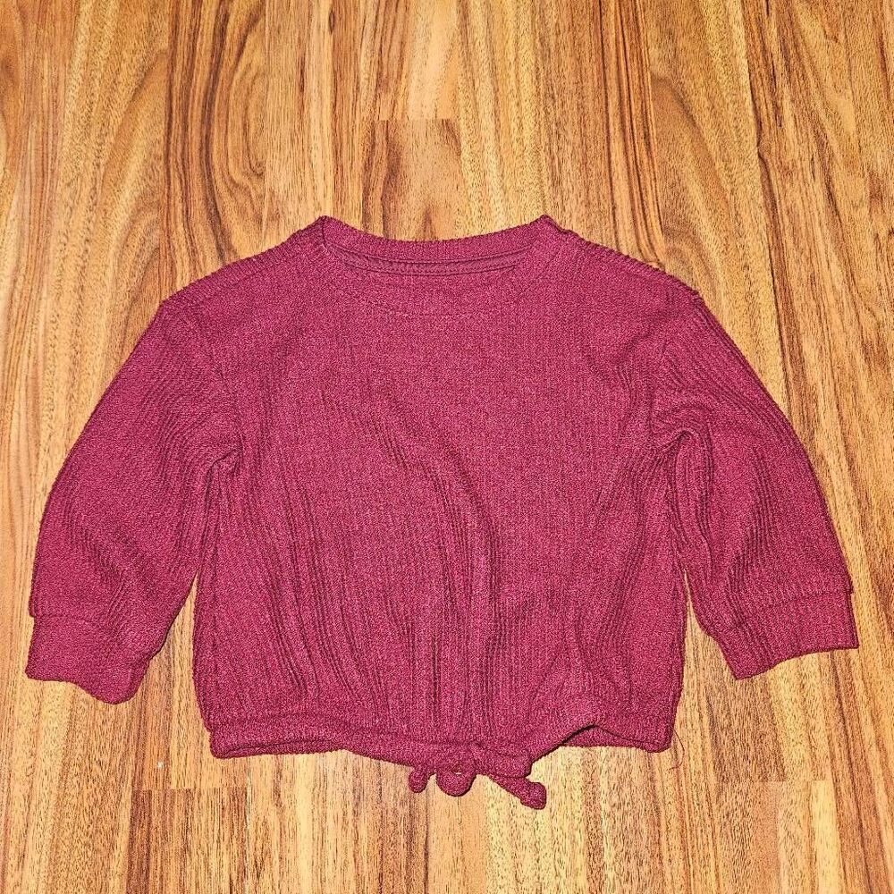 5 For $25 Cat & Jack Burgundy Soft Waffle Knit Top Baby Size 18 Months